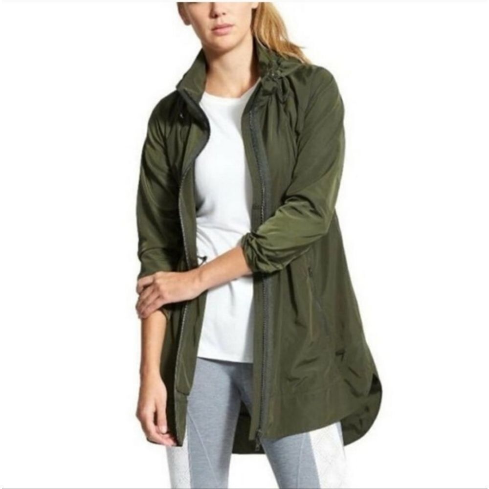 ATHLETA Drippity Olive Green Rain Jacket Size Xs